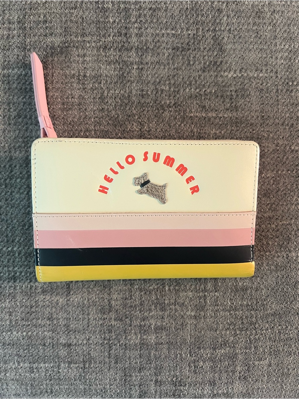 NWOT RADLEY London Hello Summer Striped Zip Wallet - Cream, Pink, Black, Yellow